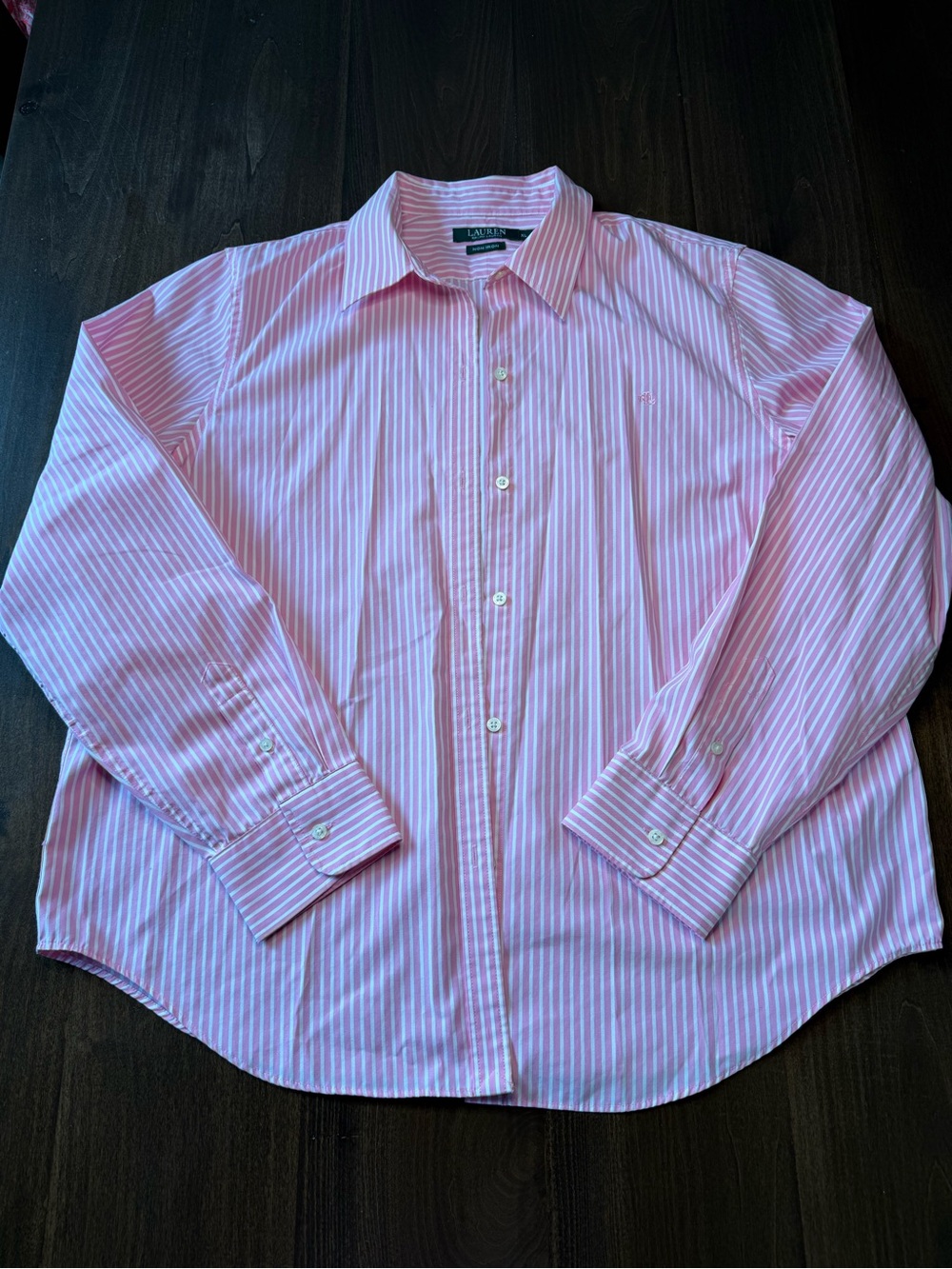 Lauren Ralph Lauren Pink & White Striped Button-Down Shirt